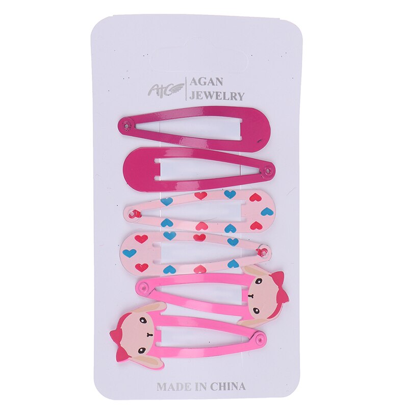 6PCS Candy Kleur Mooie Cartoon Dieren Type Metalen Meisjes Haarspelden Haar Clip Kinderen Hoofddeksels Kinderen Accessoires Baby BB Clips