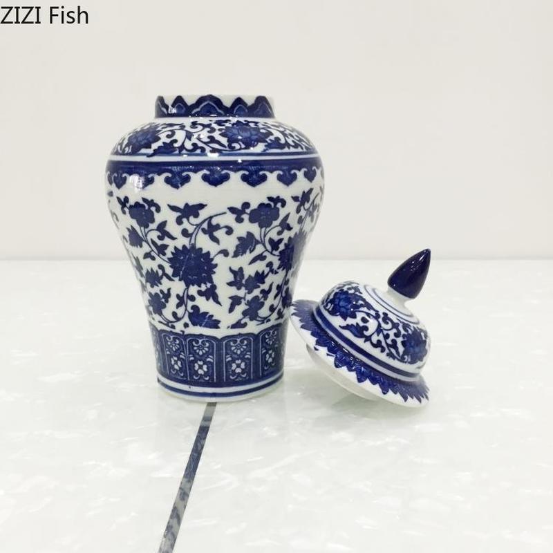 Tetera de cerámica de porcelana azul y blanca, decoración de granos de café y té, tanque de almacenamiento sellado, tanque de almacenamiento clásico para el Hogar, Nueva