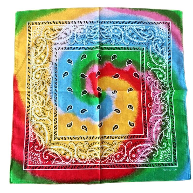 Multicolor Cotton Tie Dye Bandana Head Wraps Rainbow Swirl Paisley Floral Print Square Scarf Women Men Neck Wrist Band: 5