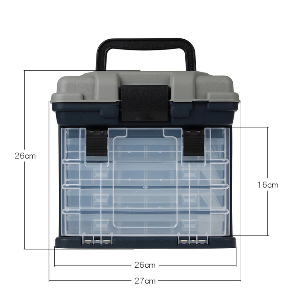27*17*26cm 5 Layer PP+ABS Big Fishing Tackle Box Plastic Handle Fishing Box Carp Fishing Tools Fishing Accessories