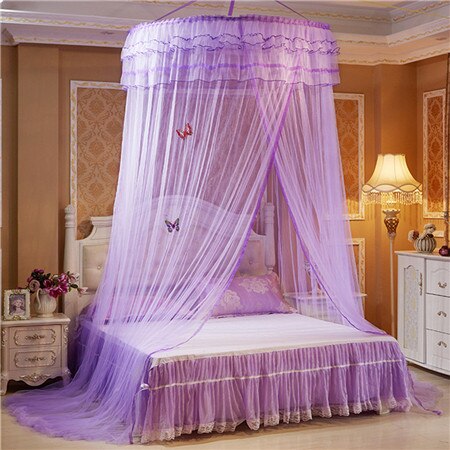 Hanging Round Dome Newborn Baby Mosquito Net Curtains Infant Summer Princess Lace Canopy Bed Neting for Babies Bed Product: Purple