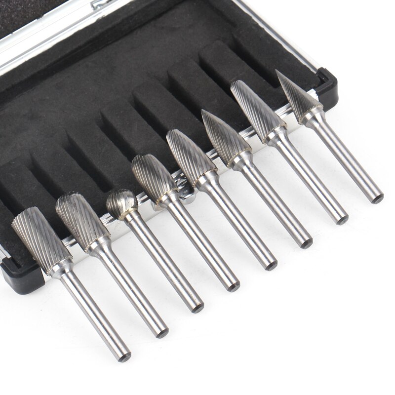8PCS/Set 6mm Shank Tungsten Carbide Rotary burr kit Point File Die Grinder Abrasive Tools Milling Cutter Carving