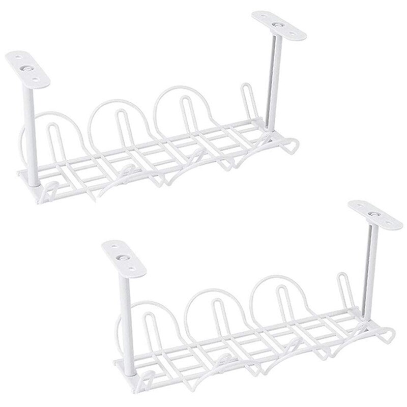 Desk Cable Management 2 Pack Cable Management Tray Wire Cable Tray Organizer For Office &amp; Home, White: Default Title