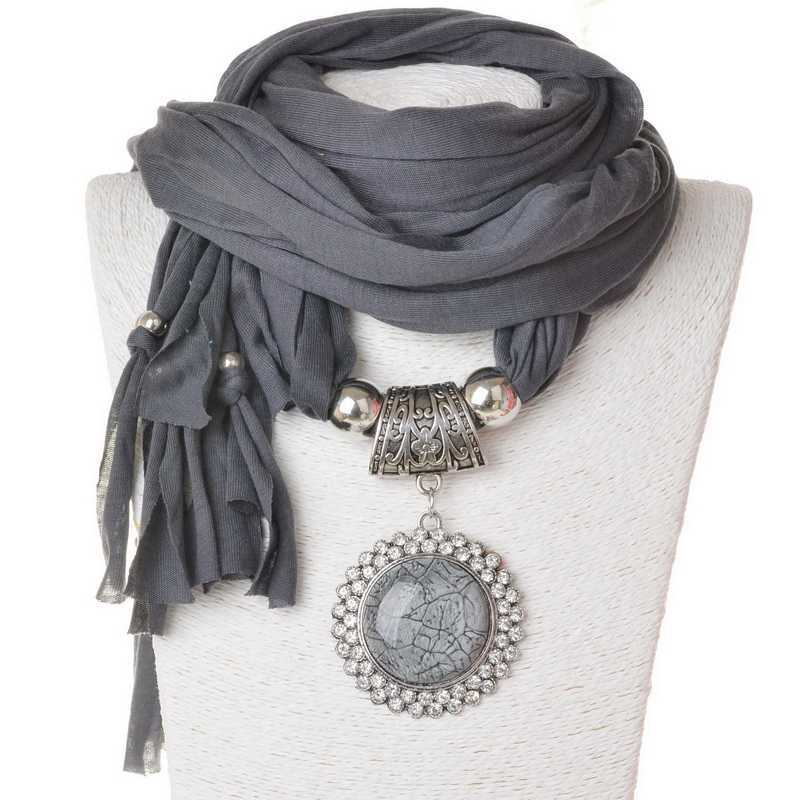 Runmeifa långa halsdukar hänge halsband solida kvinnor oval formad charm med stora glasstenar halsdukar 5 färger tillgängliga: 2