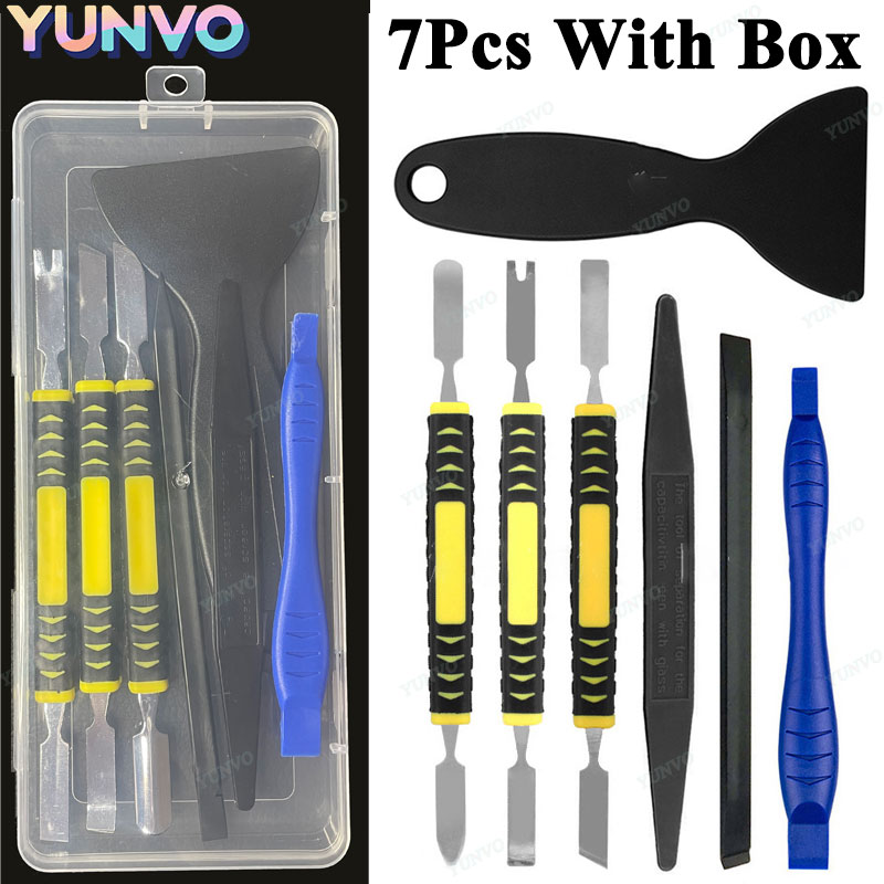 Reparationsverktyg för mobiltelefoner demontering reparation surfplatta bräckjärn multifunktionellt manuellt demonteringsverktyg bimetallhuvud med låda: Grå