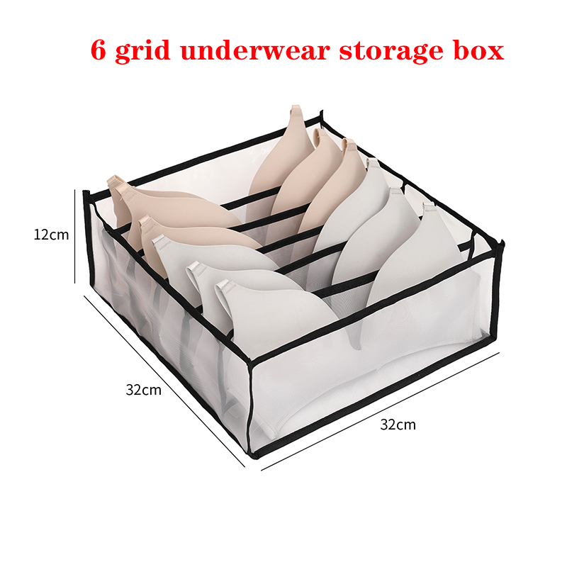Sous-vêtements boîte de rangement Placard Organisateur Pliable Sous-Vêtements Organisateurs de Stockage de chaussettes Diviseurs Tiroir Organisateur Garde-Robe organisateur: Black 6 Grid