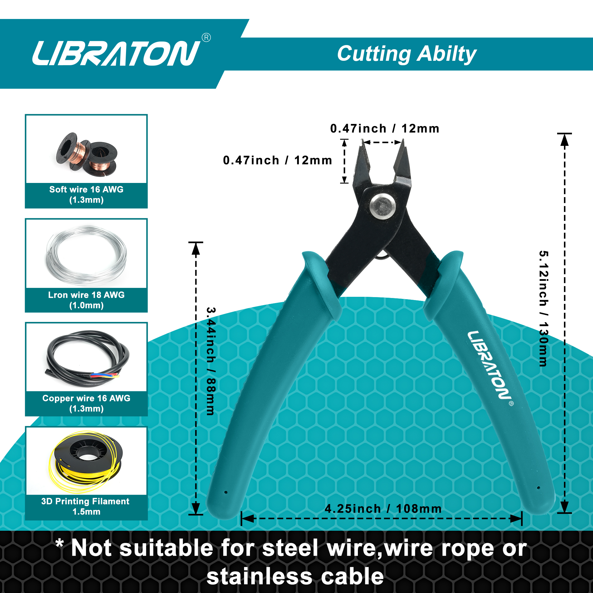 LIBRATON Micro cortador de alambre de 5,12", mini cortadores al ras de precisión y alicates de corte limpio para electrónica, modelo, joyería, kits de modelos