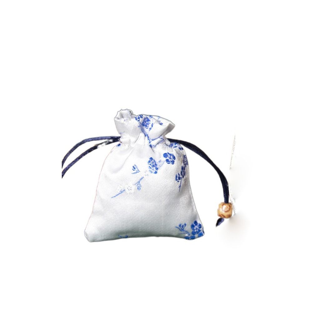 Satijnen Opbergtas Mode Bloem Geborduurd Vrouwen Sachet Trekkoord Snoepzak Sieraden Verpakking Tas Dames: Bruin