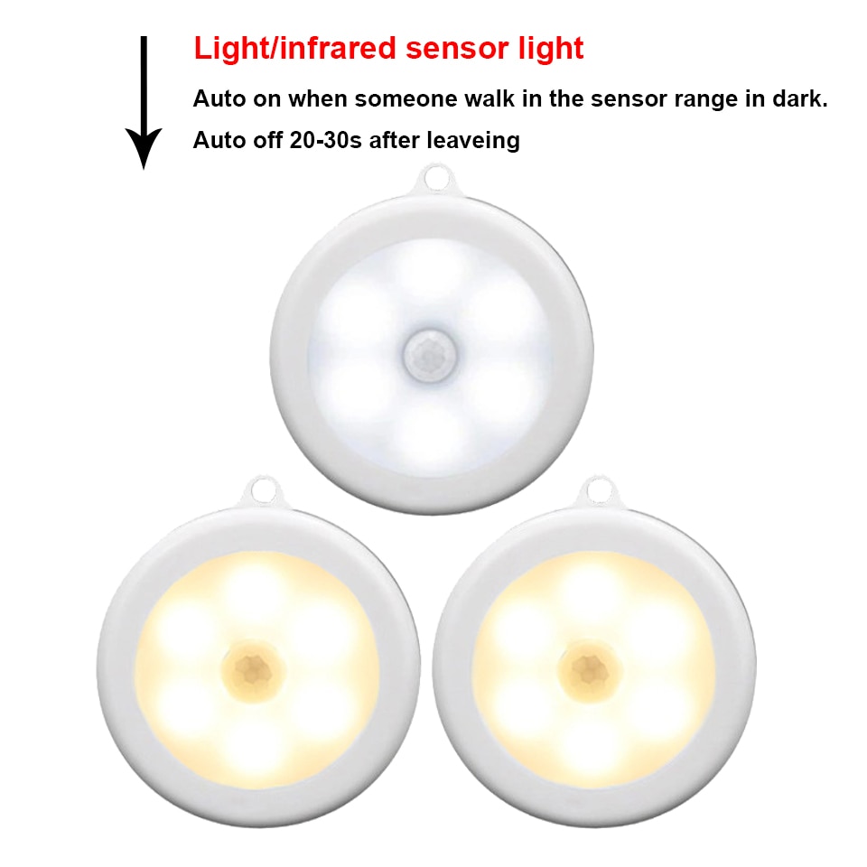 Xsky Motion Sensor LED Night Light 6 LEDs Diode Nachtlampje Draadloze PIR Lamp Onder Kast Verlichting Voor Keuken Kast Wc licht
