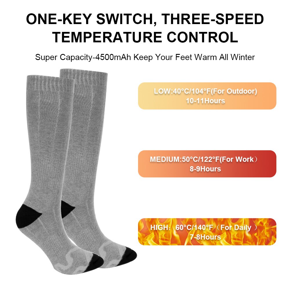 3.7v termiske bomuldsopvarmede sokker mænd kvinder batterikasse batteridrevet vinter fodvarmer elektriske sokker varmestrømper