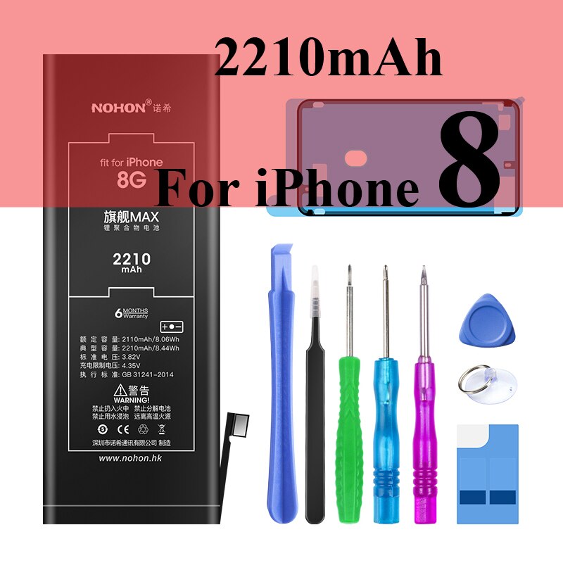 Nohon Battery For Apple iPhone 7 8 Plus 5s 5c X Xr Xs Max 7Plus 7P 8P iPhone7 1560-3360mAh Bateria +Tools For iPhone 5s 8 7 Plus