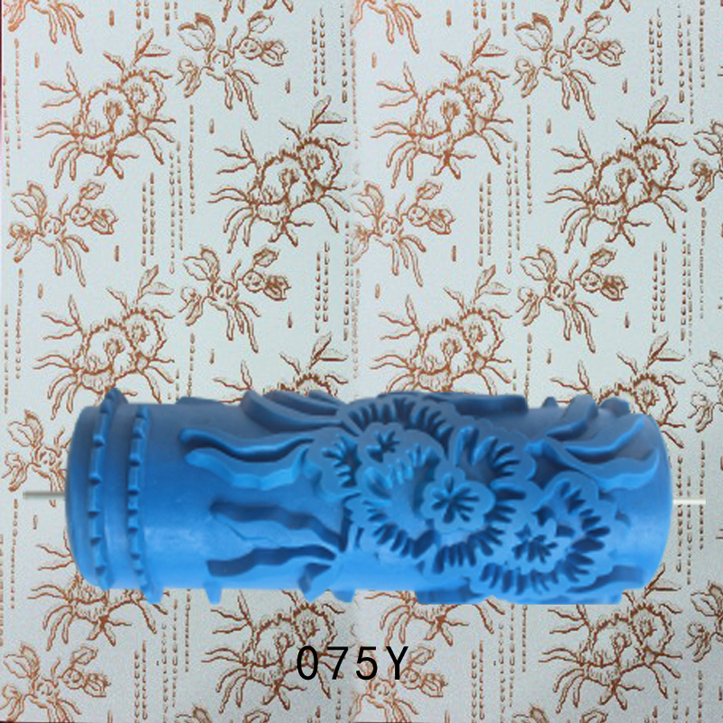 5'' Rubber Embossed Flower Pattern DIY Paint Roller Sleeve Decorative Texture Roller for Wall Painting Machine