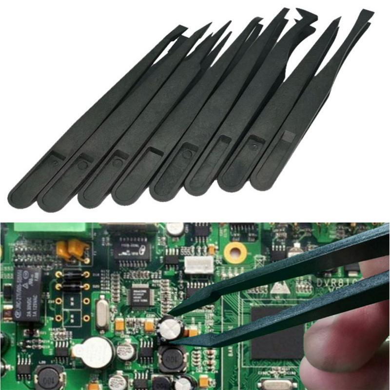 8 Stks/set Antistatische Carbon Fiber Elektronische Pincet Kit Esd Plastic Pincet Pcb Reparatie Handgereedschap