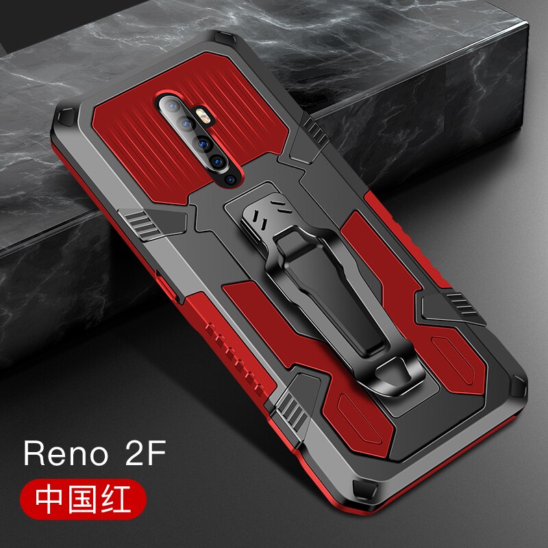 Pancerna obudowa do OPPO RENO 2Z 2F obudowa odporna na wstrząsy futerał na pasek etui na OPPO RENO 2 Z etui F OPPO RENO 2F 2Z Coque Funda capa: For OPPO A93 / Red