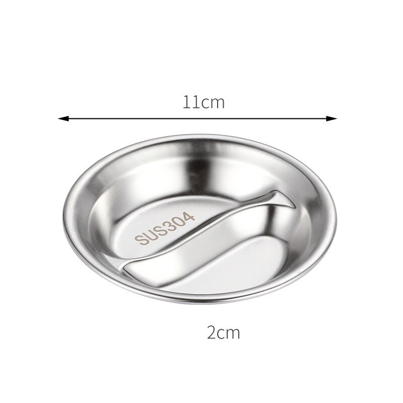 Japanese And Korean Stainless Steel Double Layer Multiple Sizes Plate Flavor Dish Dip: 11x11x2cm