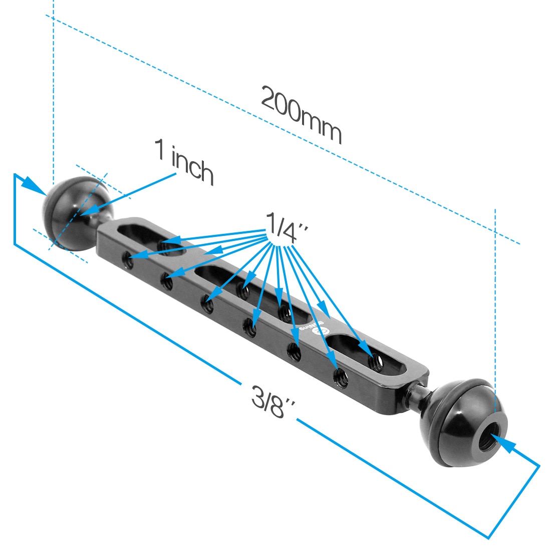 BGNing Lega di Alluminio A Doppia Testa A Sfera Giunto Braccio Della Macchina Fotografica Morsetto di Montaggio per le Immersioni Subacquee per GoPro per AKASO EK7000 4K Action Cam