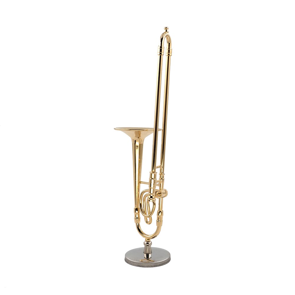 Modèle de Trombone Miniature en cuivre pur de 11cm, Mini Instrument de musique avec Support
