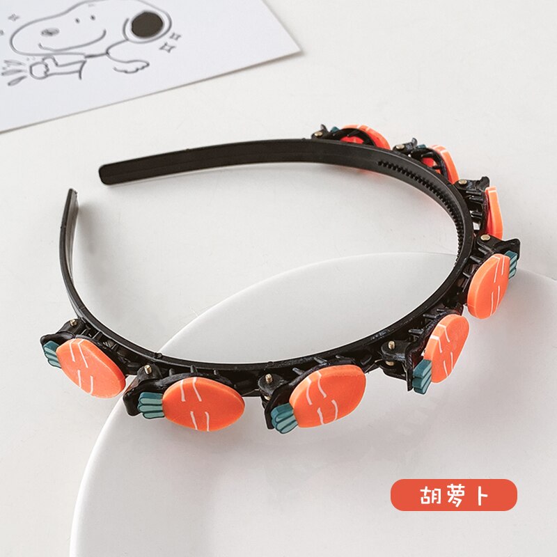 Kinderen Leuke Bloem Gevlochten Haarband Gebroken Haar Artefact Meisjes Niet Pijn Haarspeld Hoofdband Haarspeld Hoofdtooi Vrouwelijke: 7. Carrot