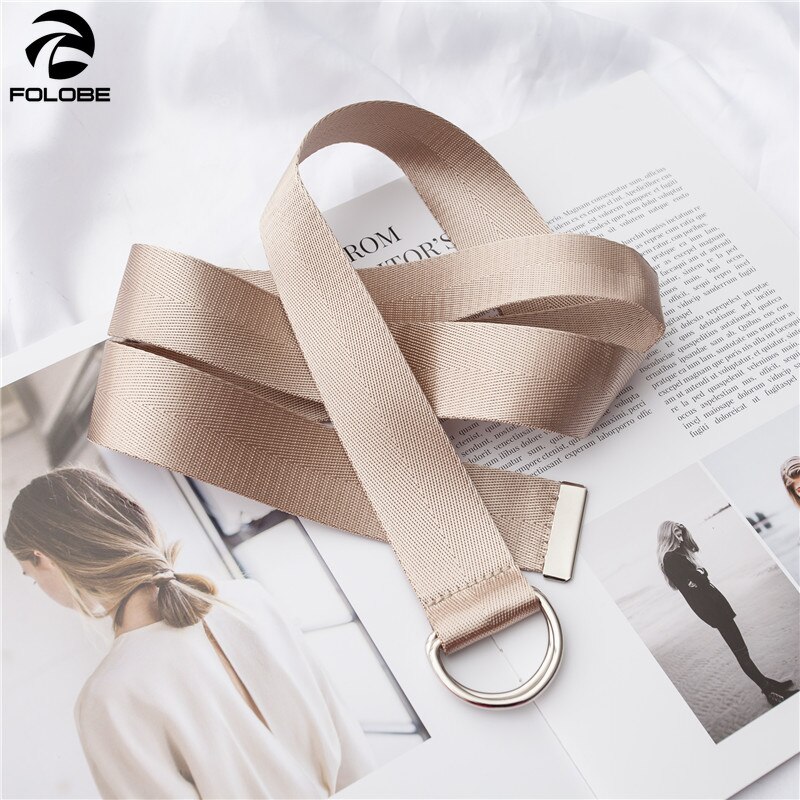 FOLOBE Women Unisex Belt Solid Canvas Belts Woven Female Fabric Waistband White Black Red Yellow Men