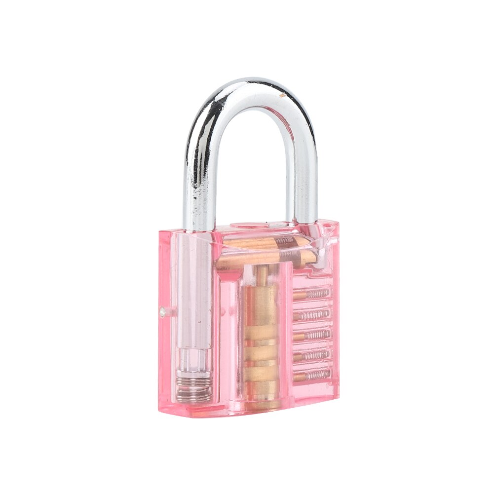 1Pc Clear Crystal Transparent Cutaway Locks Inside View Practice Padlock Visible View Lock Training Skill Locks Keyed Padlock: Pink