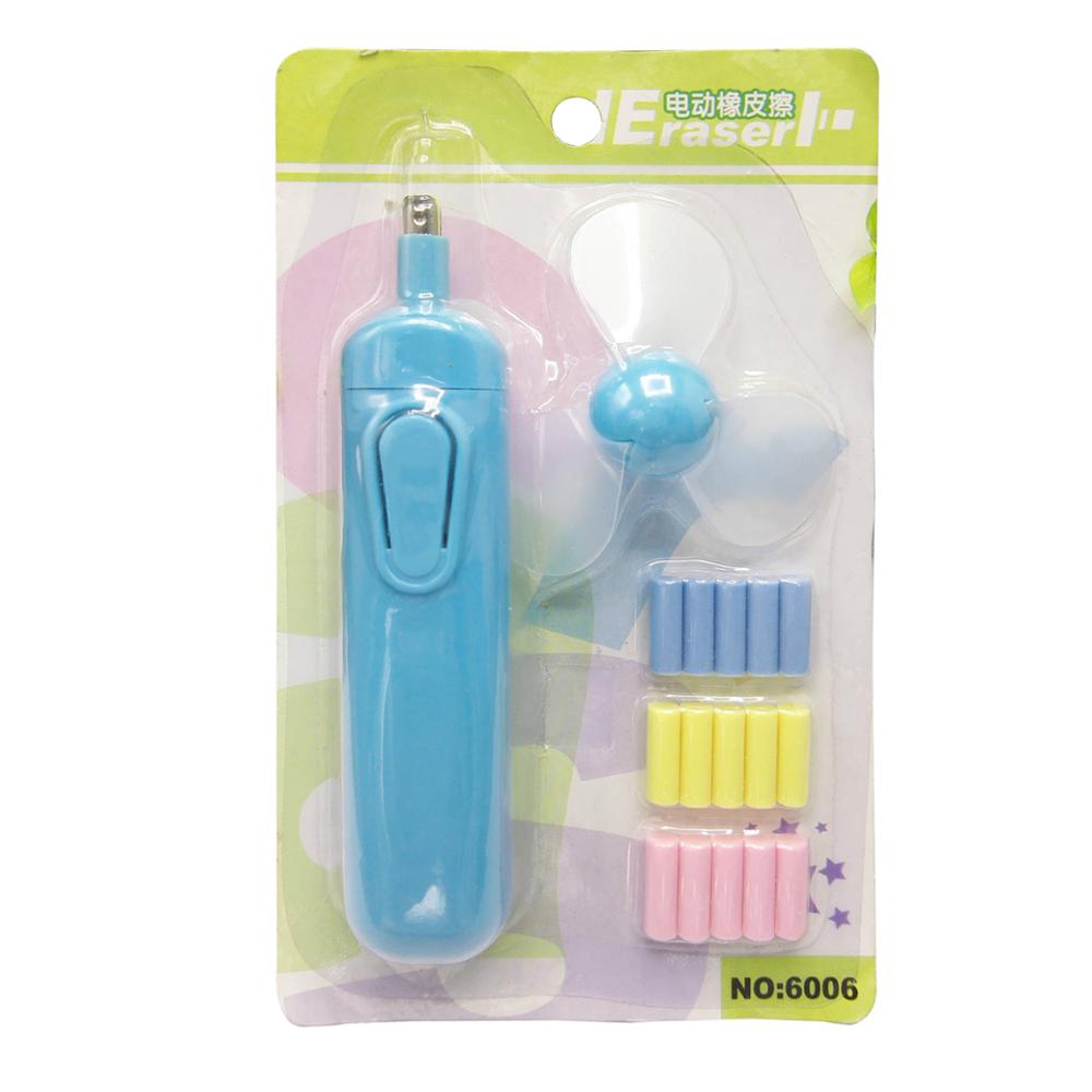 Elektrische ventilator rubberen gum ventilator op batterijen automatische tekening schets gum schoolbenodigdheden schrijfwaren kinderdag