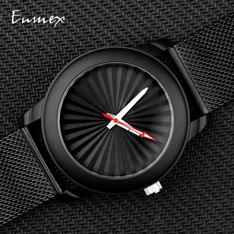 Enmex zwart polshorloge met lichtgevende wijzers, zonnestreep, echte silicagelband, stijlvolle klok, kwartshorloge