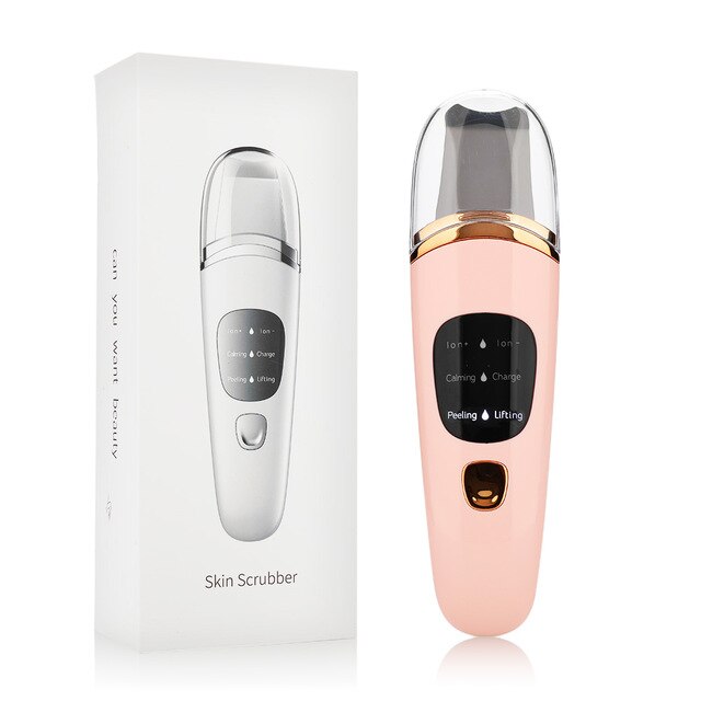 Ultrasonic Skin Scrubber Deep Face Cleaner Machine Dirt Blackhead Removal Facial Lifting Peeling Reduce Wrinkles Skin Scrubber: type 1 pink box