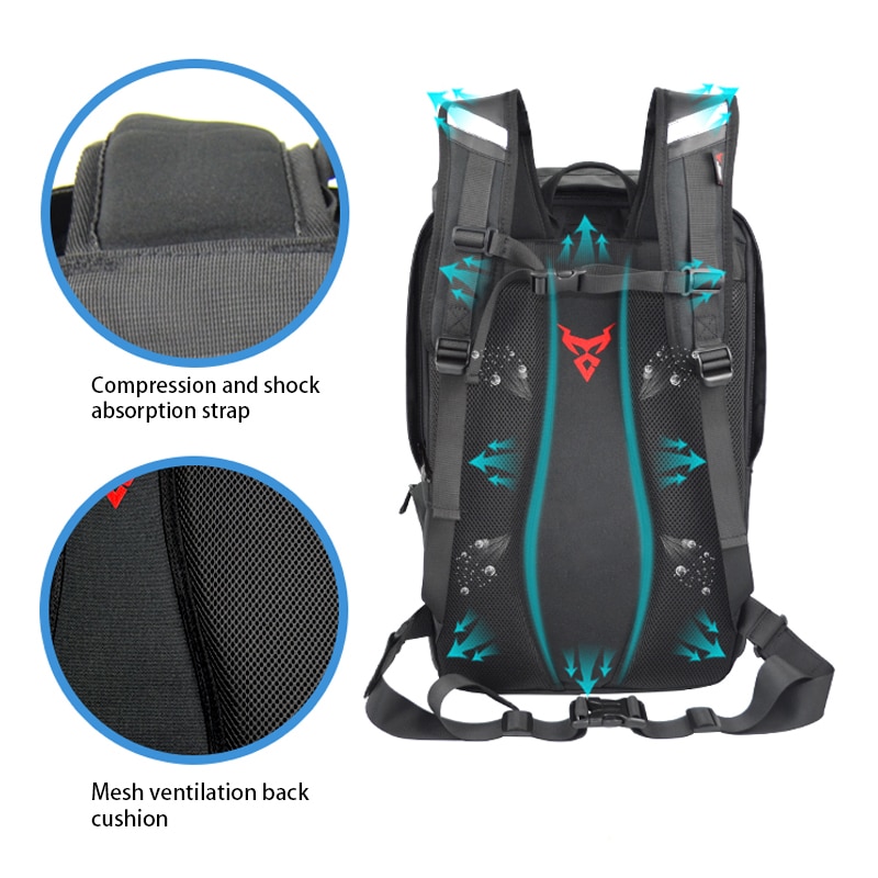 Mochila Impermeable Para Moto – MAJOR 38L Azul, Bolsa Para Casco, Asiento