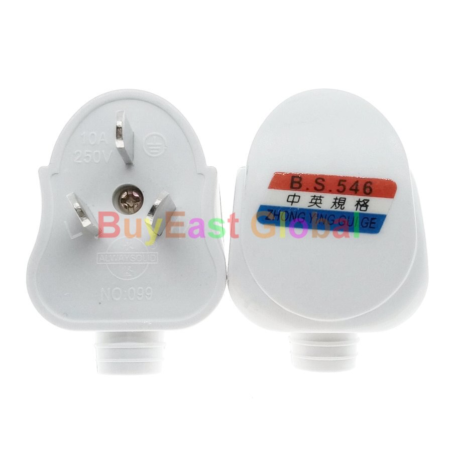 China Standard 3-Pin DIY Rewireable Power Plug AC100~250V 10A White Color