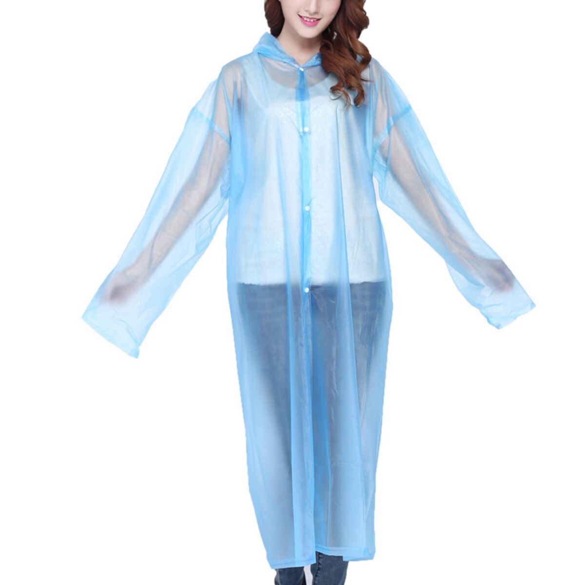 Unisex Waterdichte Regenjas Jas Clear Regenjas Regenjas Hooded Poncho Regenkleding Mannen Kind: Adult blue