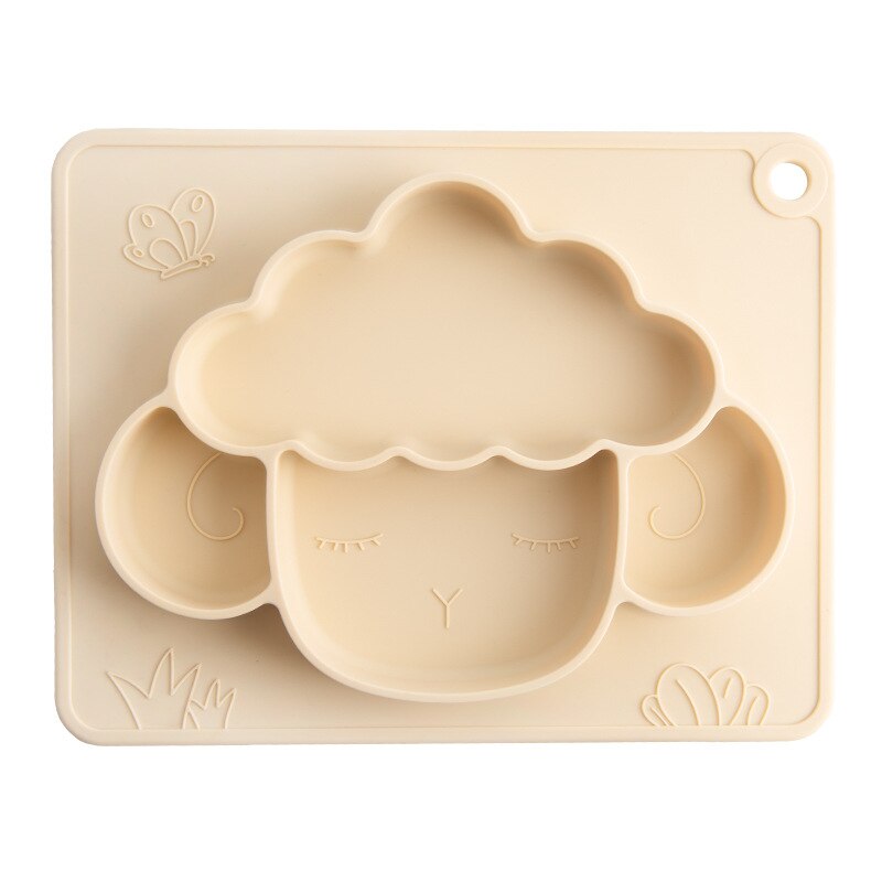 Plato de silicona para bebé, plato antideslizante para alimentación de ovejas, plato dividido, vajilla para niños y niñas