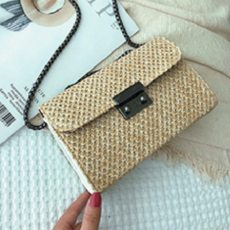 Mode Zomer Stro Geweven Tassen Lady Crossbody Tas Bohemen Flap Handtas Schoudertas