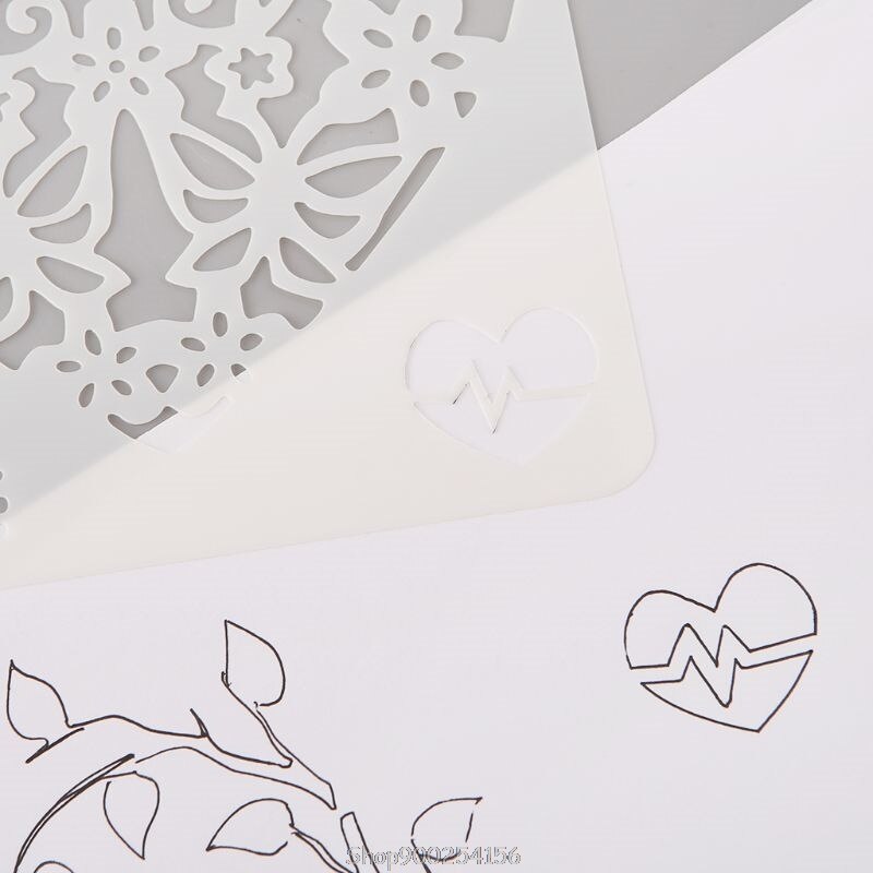 12Pcs Flower Heart Drawing Molds Plastic Children Painting Stencils DIY Paper Art Craft Card Label Scrapbook N12 20