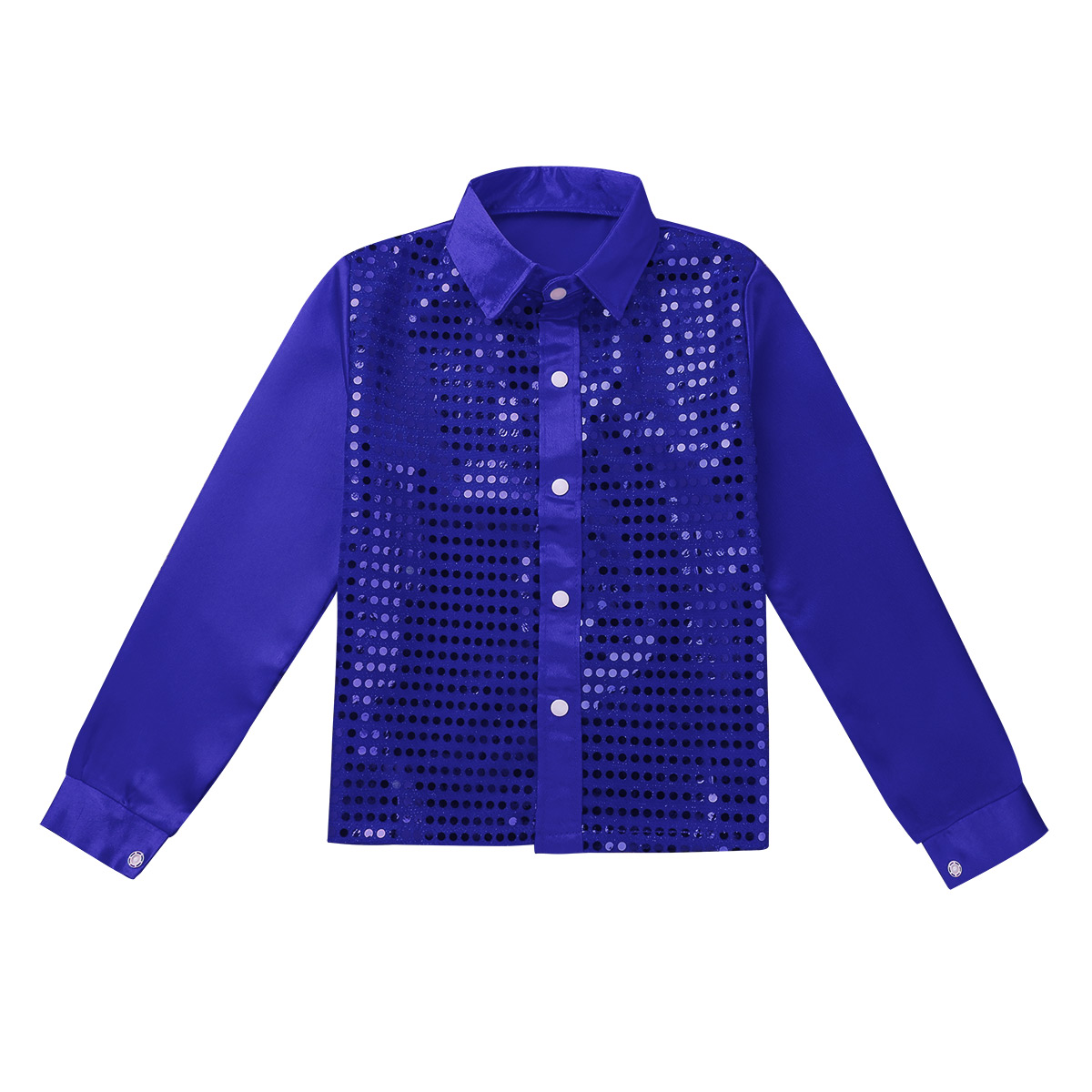 Iiniim-ropa para niños, camisa de cuello italiano con lentejuelas para coro, baile de Jazz, actuación, de bodas, camisas formales