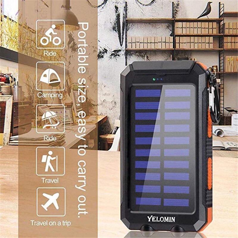 Solar Draagbare Waterdichte Draagbare Power Bank 30000 Mah Voor Alle Slimme Telefoon Batterij Powerbank Snelle Opladen Externe Batterij Led