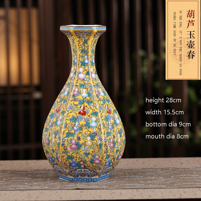 Jingdezhen porcelæn vase veranda ornamenter antik officiel emalje porcelæn antik samling firkantet vase: -en