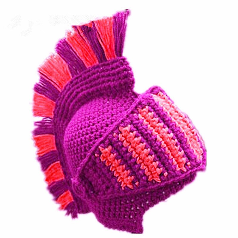 Spartan Helmet Knight Crochet Hat Knitted Hat Ski Funny Mask Warm Winter Caps Beanie for Men Women ALS88: Purple