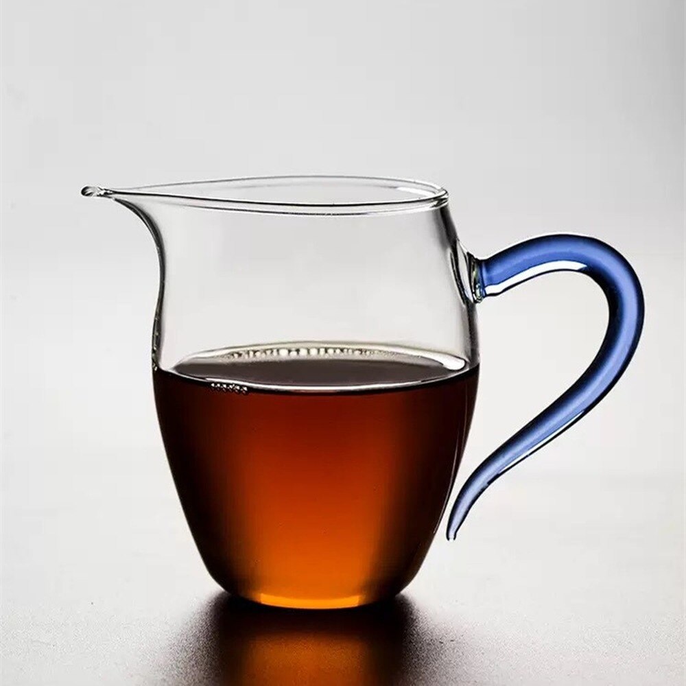 Color handle thickened fair cup heat-resistant glass tea dispenser Linglong Gongfu teacup tea ceremony accessories