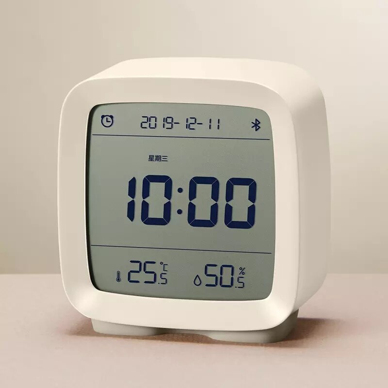 XIAOMI-reloj despertador con Control por aplicación, higrómetro termómetro con Bluetooth 5,0, pantalla LCD, luz nocturna ajustable, calendario, MI Home, Original