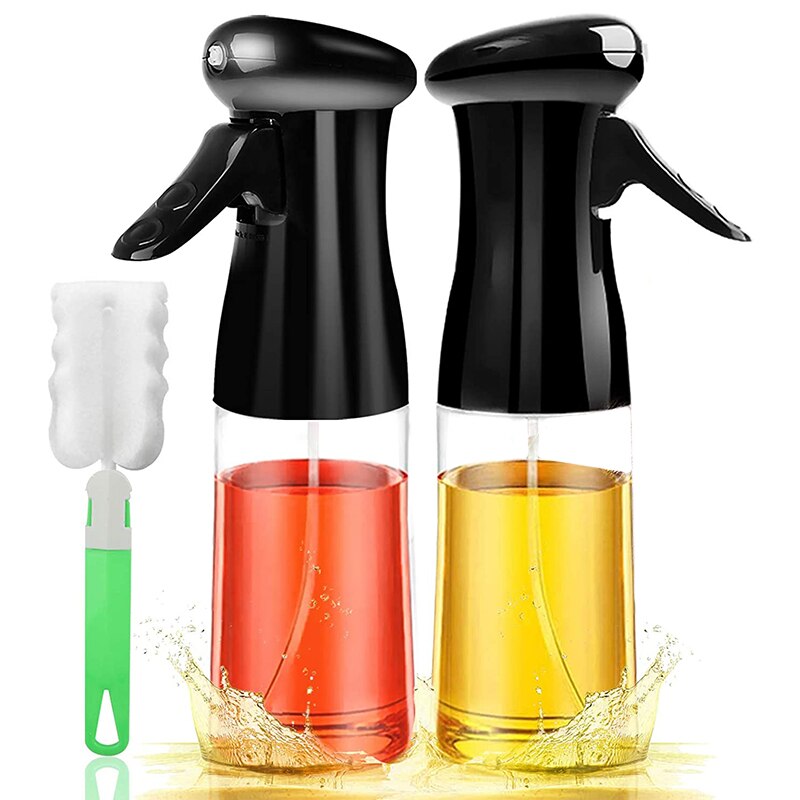 Pulverizador de aceite para cocina, dispensador de aceite de oliva rellenable, botellas rociadoras de vinagre versátiles con cepillo, 2 paquetes: Default Title