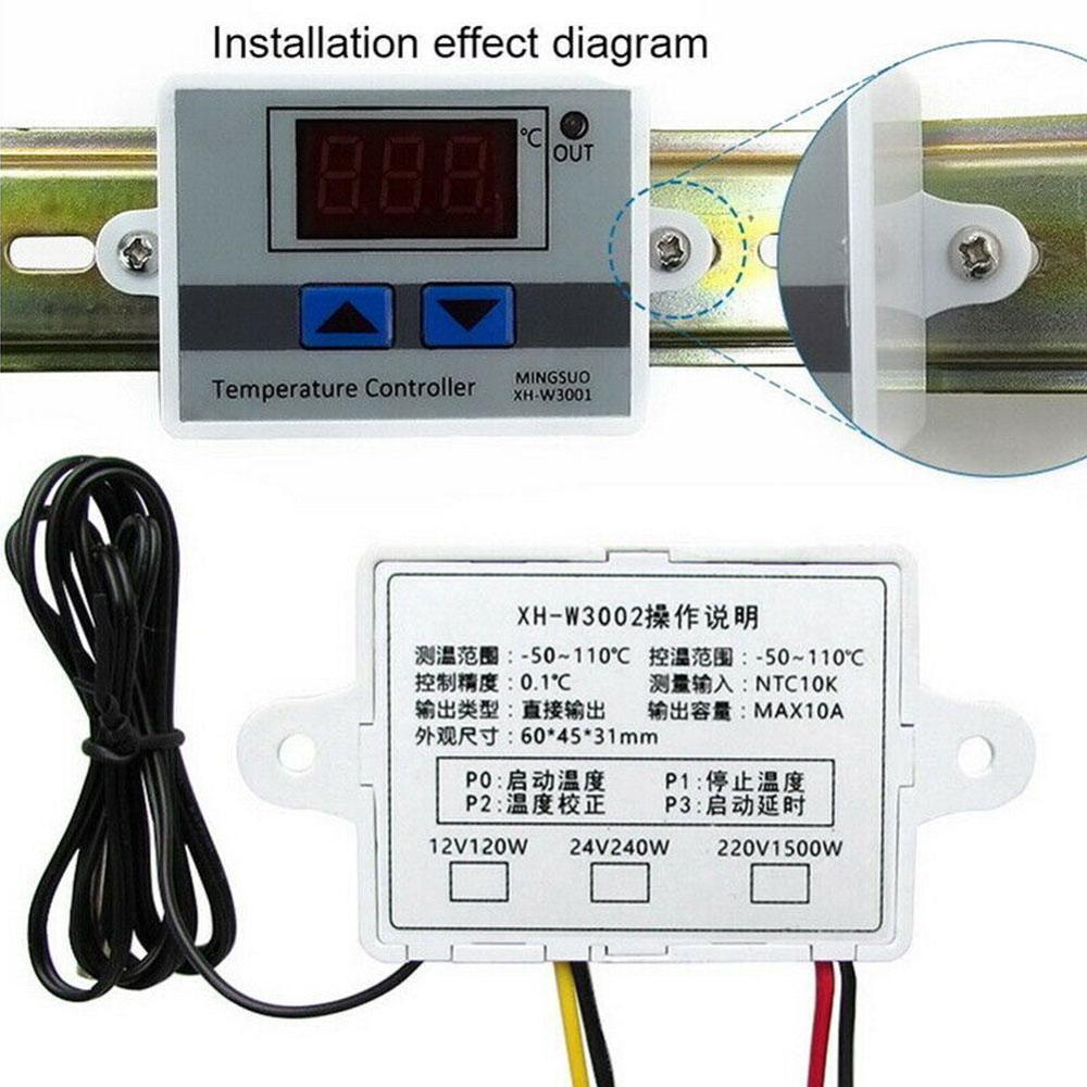 12V 24V 220VAC Digital LED Temperature Controller XH-W3001 For Incubator Switch Cooling Thermostat NTC Sensor Heating Q7Q2