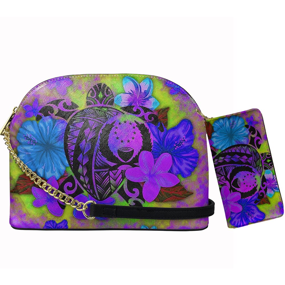 Nopersonality Pohnpei Vrouwen Schoudertas Polynesische Plumeria Gedrukt Luxe Lederen Crossbody Tas En Portemonnee Sac A Main: Blauw / only shell bag