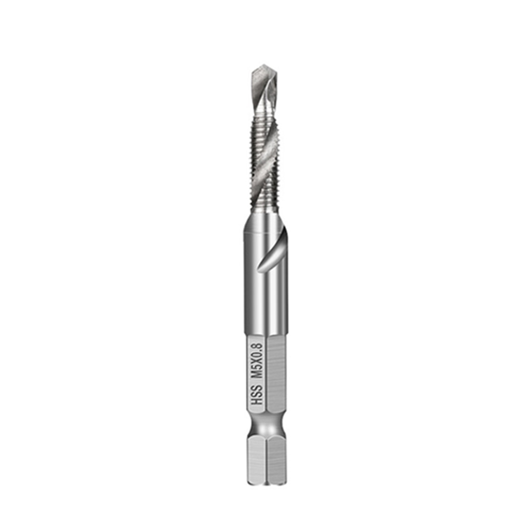 1pc Thread M3 M4 M5 M6 M8 M10 Screw Tap Drill Bits Hss Taps Countersink Deburr Metric High Speed Steel 1/4 IN Quick Change Hex: Silver M5x0.8