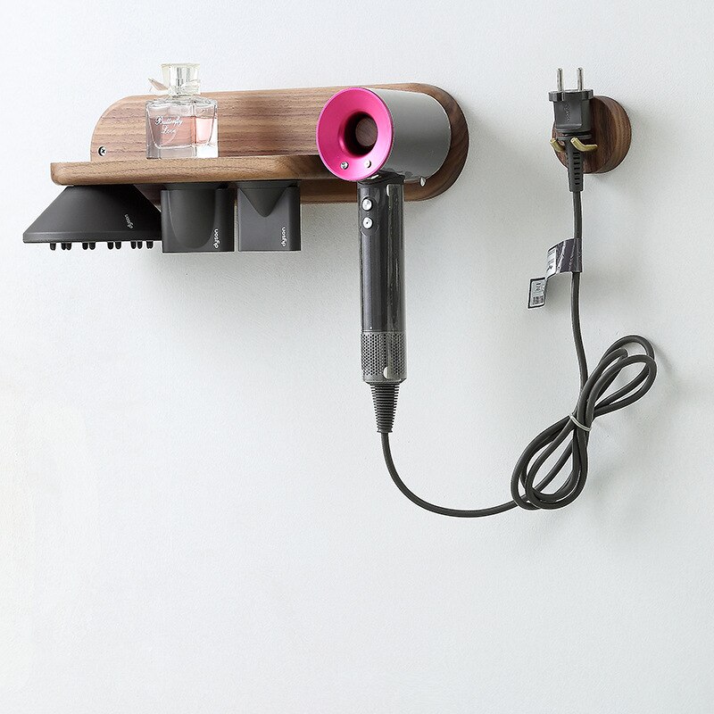 Wall Mount Föhn Houder Voor Dyson Supersonic Föhn Walnoot Beukenhout Föhn Beugel Badkamer Accessoires Rack