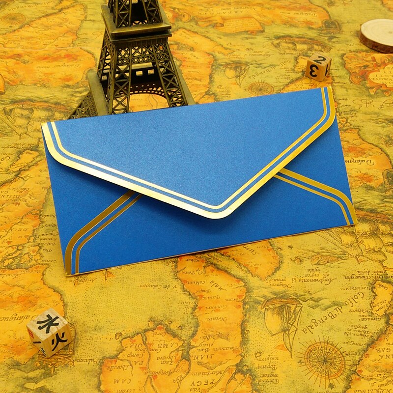10 pcs/lot Vintage Gold Blank Kraft Paper Envelopes Wedding Party Invitation Envelope Greeting Cards Envelope 17.5*12.5cm: 22X11cm blue