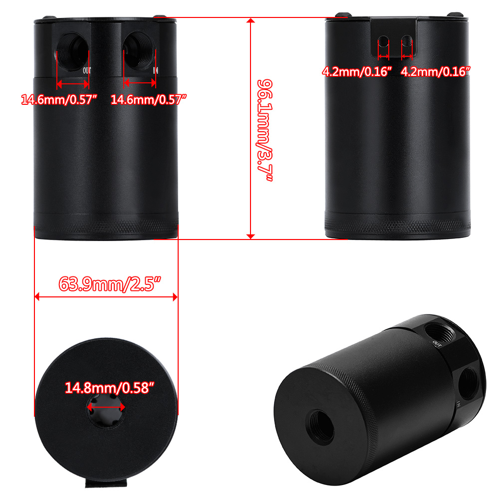 Hypertune M16 * 1,5 Salida de entrada 2-Puerto compacto desbloqueado captura de aceite Can tanque HT-TK91