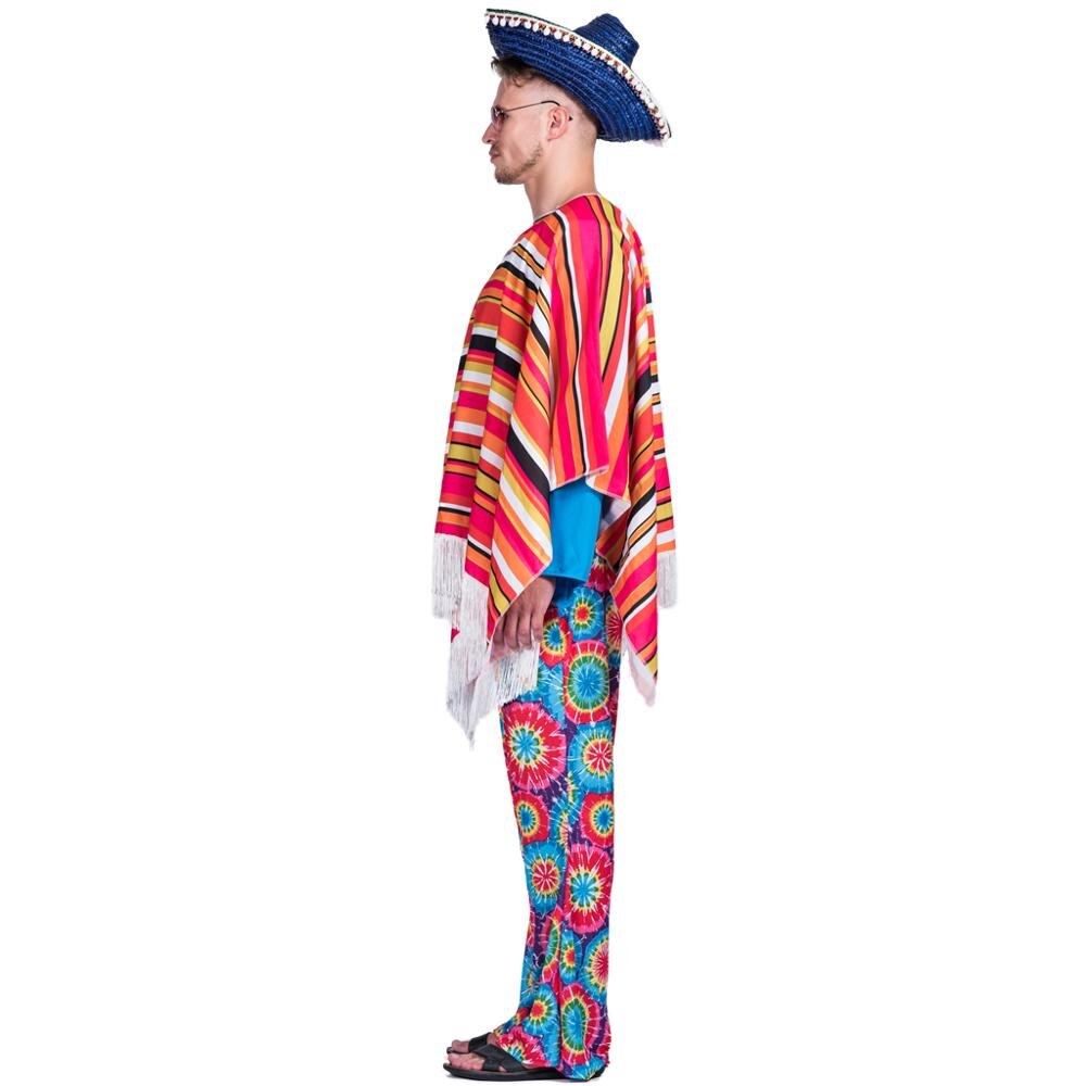 Menn meksikansk poncho ville vesten cowboy kostyme karneval fest voksen mann banditt antrekk teppe klær halloween kostymer