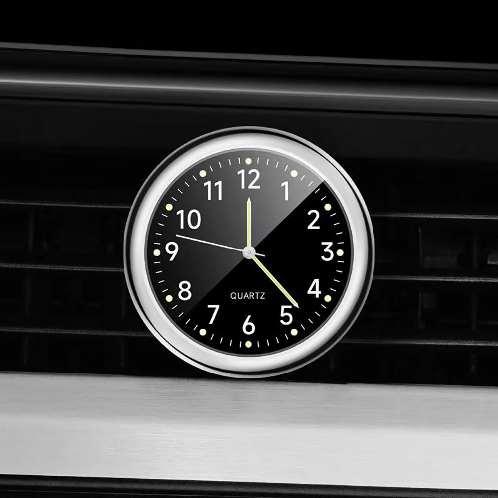 Automobil Uhr Armaturenbrett Auto Uhr Innen Dekor Tragbare Mini Uhr Dekoration Leuchtende Analog Uhr Ornamente Für Autos: Grau