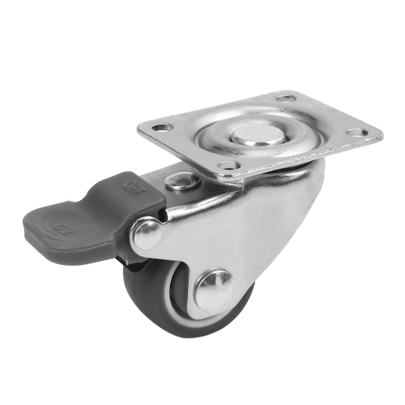 12 Pack 1 Inch Low Profile Casters Wheels Soft Rubber Swivel Caster with 360 Degree Top Plate 100 Lb Total Capacity