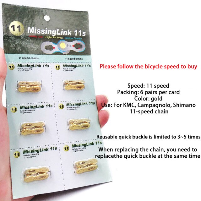 6/7/8/9/10/11 Speed Bicycle Chain Magic Buckle Connector Lock Quick Link MTB Road Bike cycling accessories: 11s Gold 6 pairs